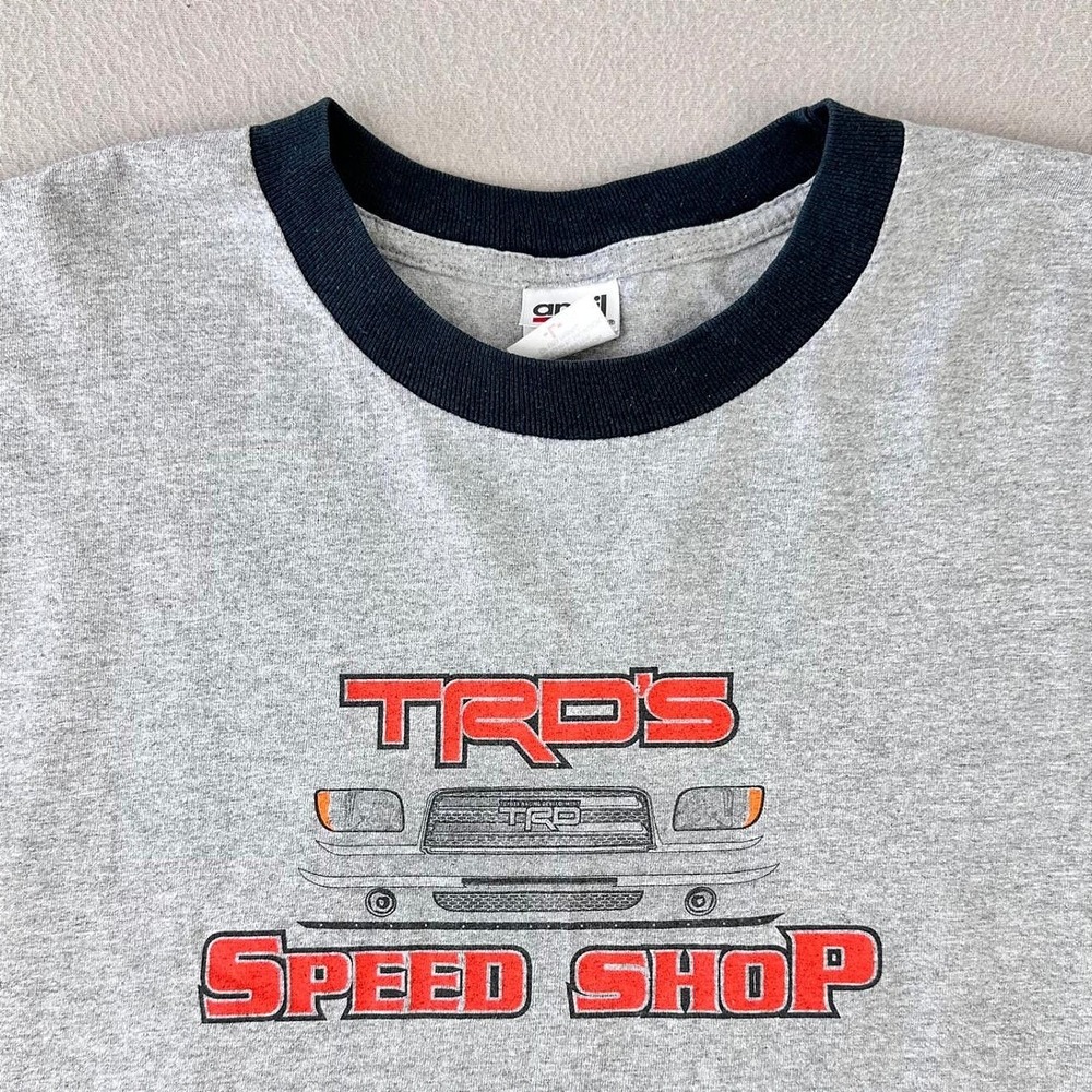 Vintage Toyota TRD Speed Shop Ringer Tee Mens Large Grey Graphic  T-Shirt Y2K
